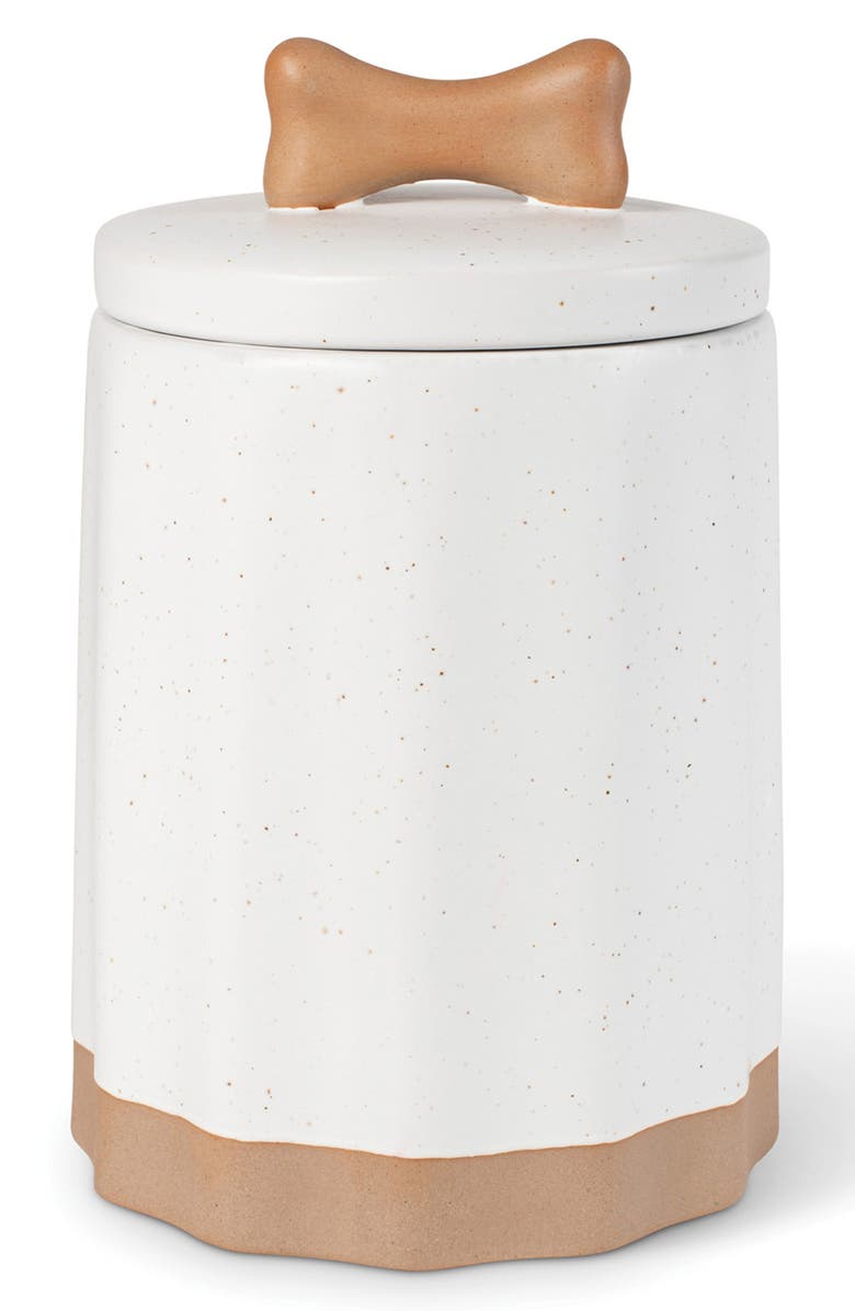 Fringe Studio Sculpted Bone Stoneware Treat Jar, Main, color, White