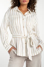 Liverpool Los Angeles Striped Belted Shacket