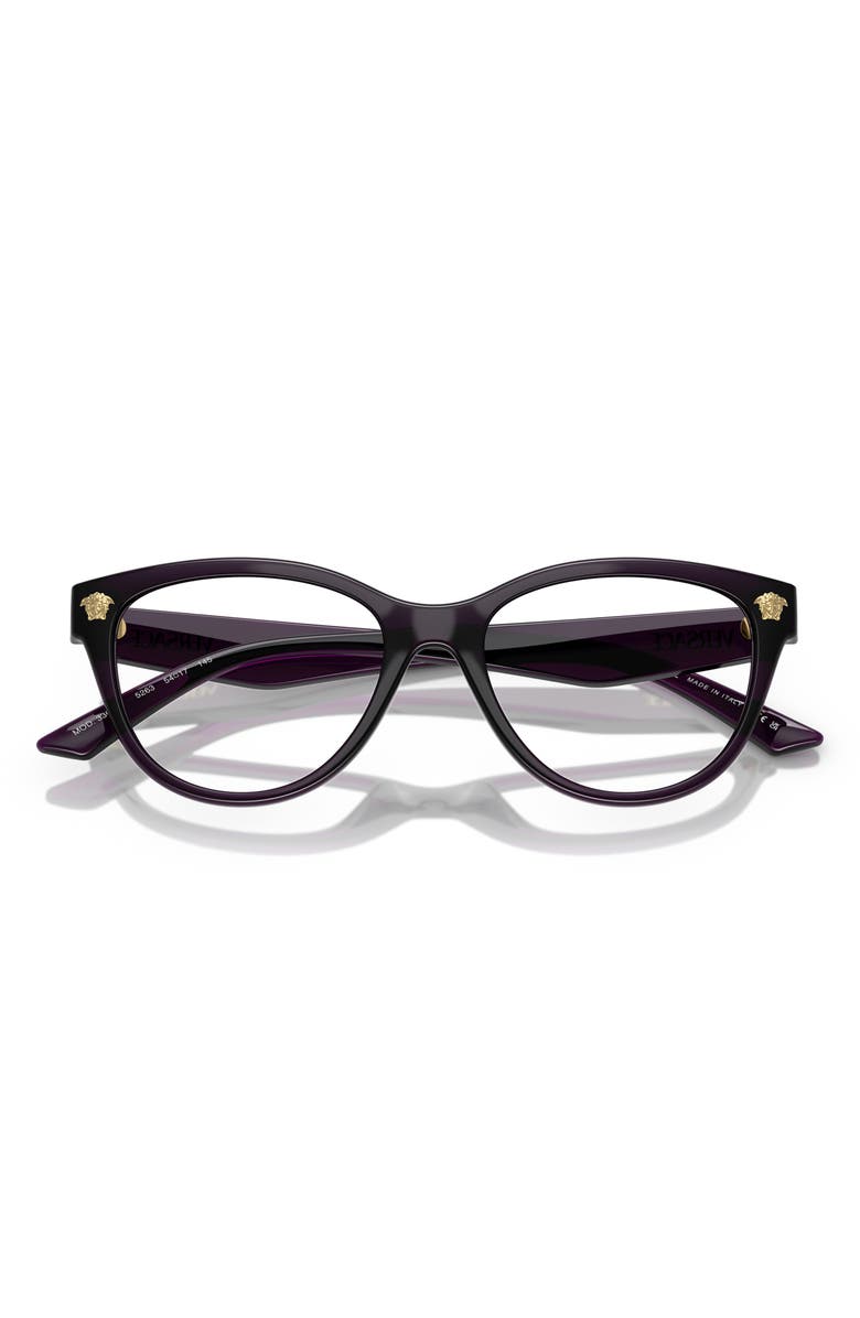 Versace 54mm Cat Eye Optical Glasses, Alternate, color, Violet
