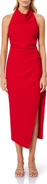 Elliatt Paxton Halter Cowl Neck Sheath Midi Dress