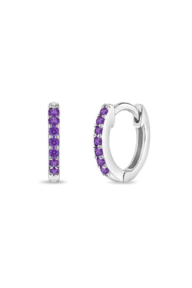 Multi Cubic Zirconia Hoop Earrings, Main, color, Purple