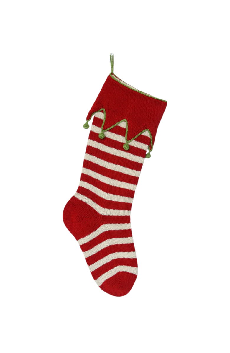 Melange Collection Elf-Cuff Striped Stocking, Main, color, Red
