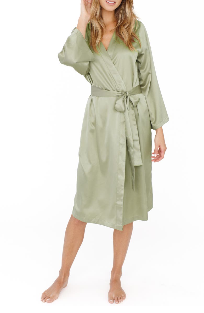 Plum Pretty Sugar Midi Satin Robe, Main, color, 