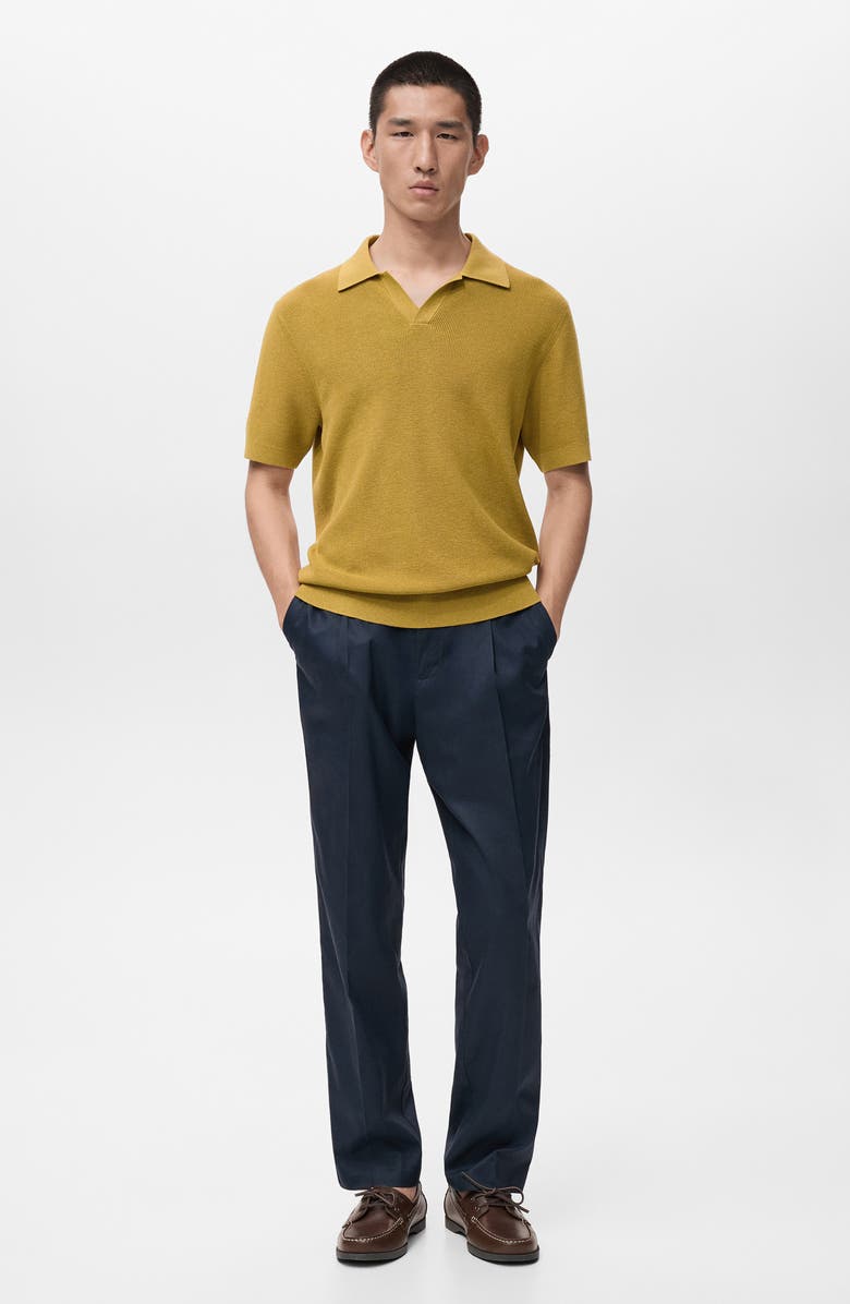 MANGO Structured Knit Polo, Alternate, color, Curry