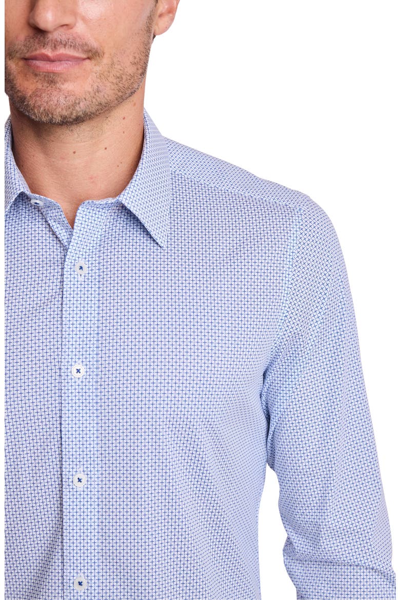 Trim Fit Stretch Cotton Button-Up Shirt, Alternate, color, BLUE WHITE XS