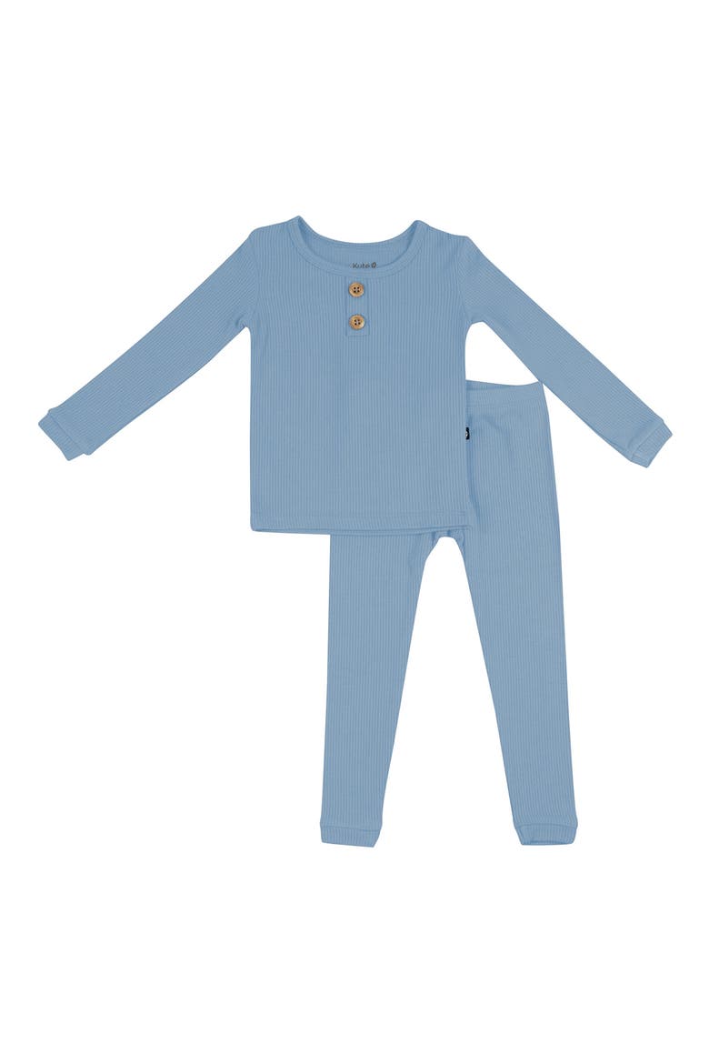 Kids' Rib Henley Fitted Two-Piece Pajamas, Main, color, SLATE