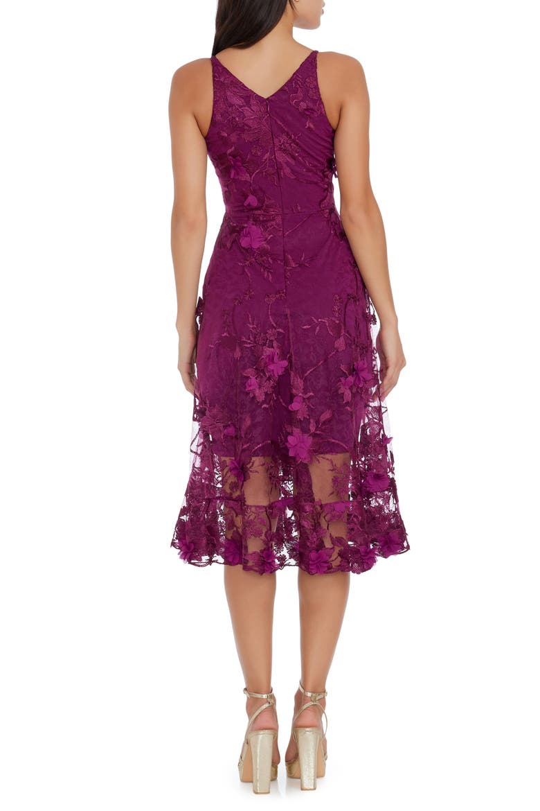 Audrey Embroidered Fit & Flare Dress, Alternate, color, DARK MAGENTA