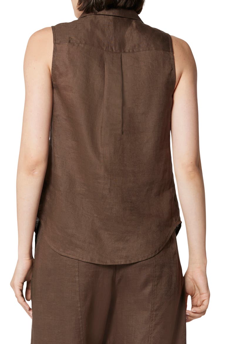 Camila Sleeveless Linen Button-Up Shirt, Alternate, color, WREN