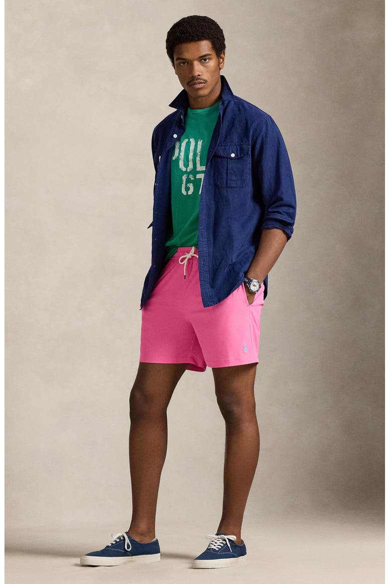 Traveler Classic Swim Trunks, Alternate, color, CARMEL PINK