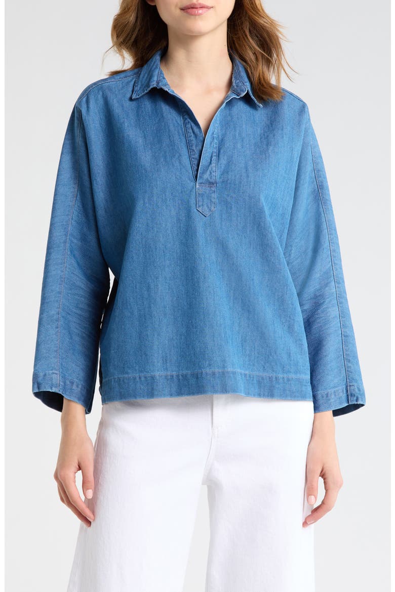 Gabi Denim Popover Shirt, Main, color, VINTAGE DISTRESSED WASH