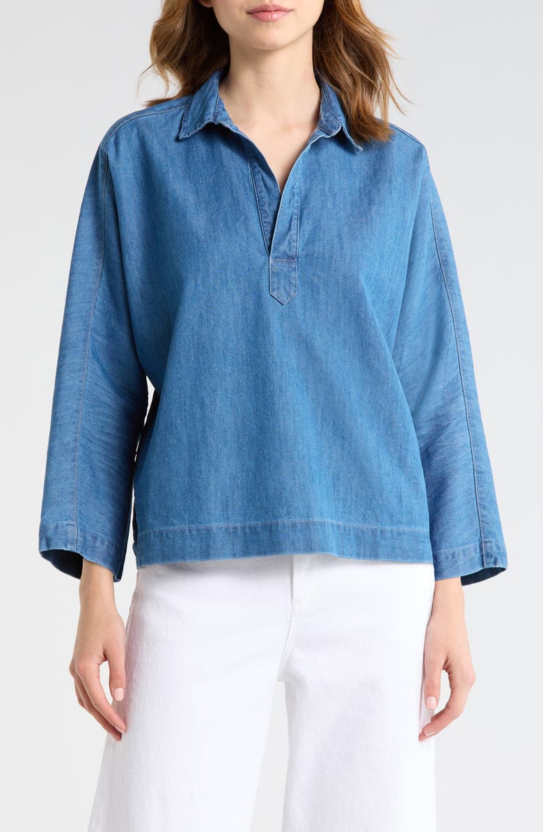 Frank & Eileen Gabi Denim Popover Shirt, Main, color, Vintage Distressed Wash