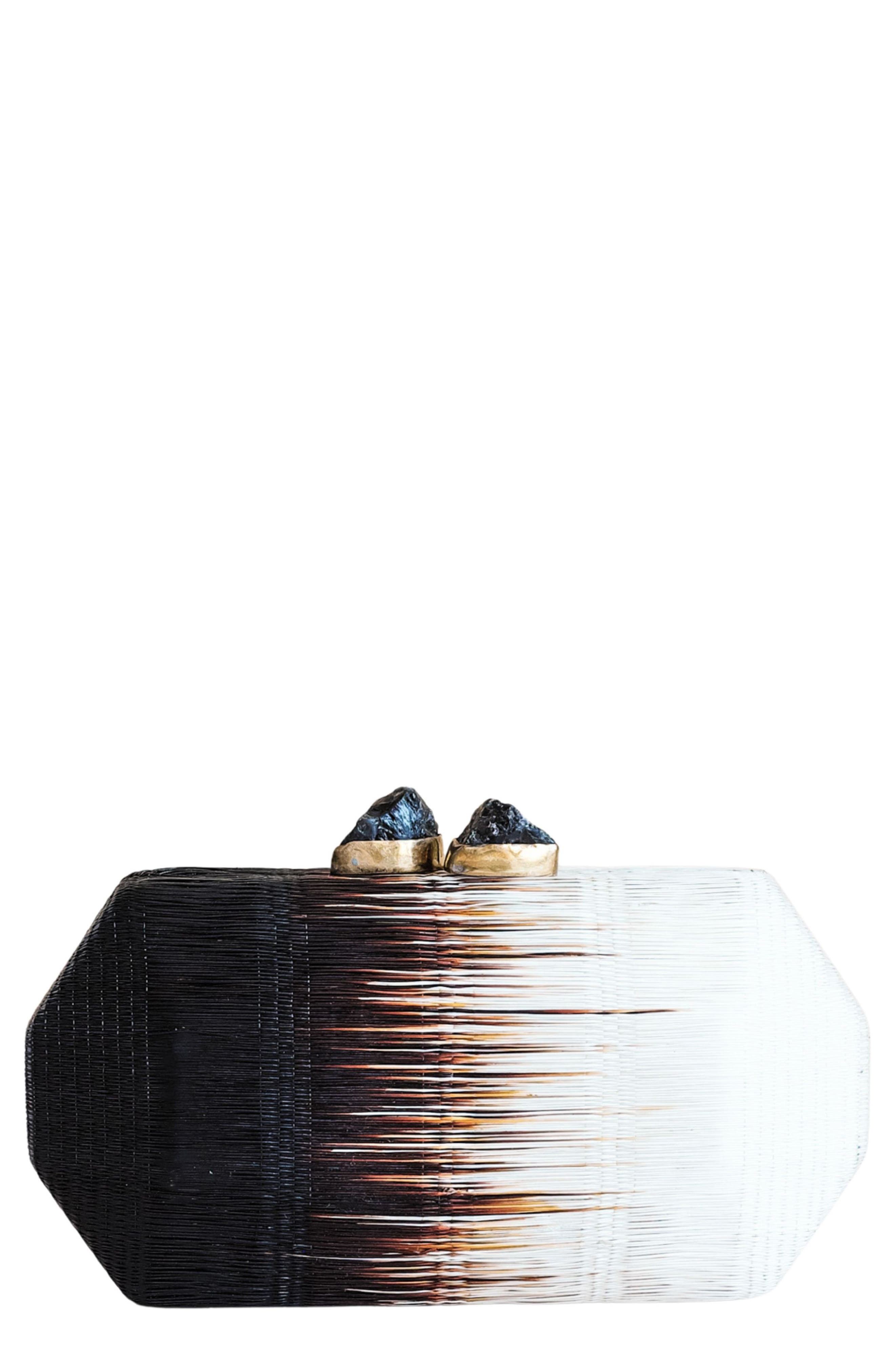 LIKHA Woven Two-Tone Frame Clutch, Main, color, Raven Black/ White
