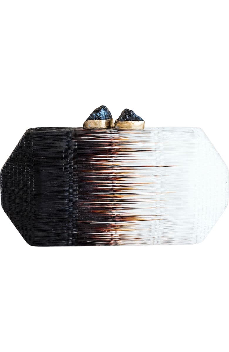 LIKHA Woven Two-Tone Frame Clutch, Main, color, Raven Black/ White