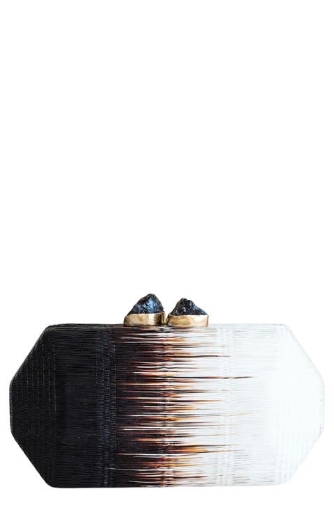 Woven Two-Tone Frame Clutch