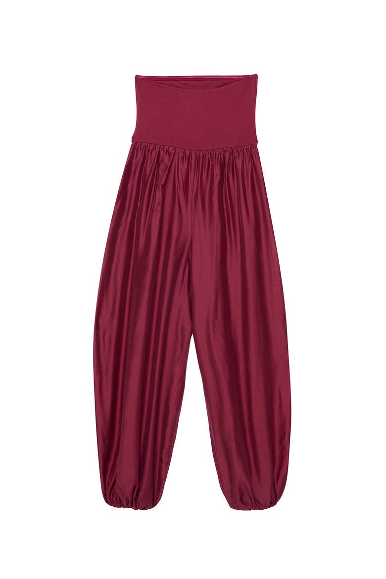 Bandeau Balloon Jumpsuit, Alternate, color, Burgundy