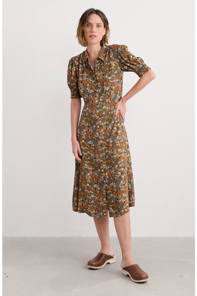 Bridget Print A-Line Shirtdress, Alternate, color, STILL LIFE BASKET