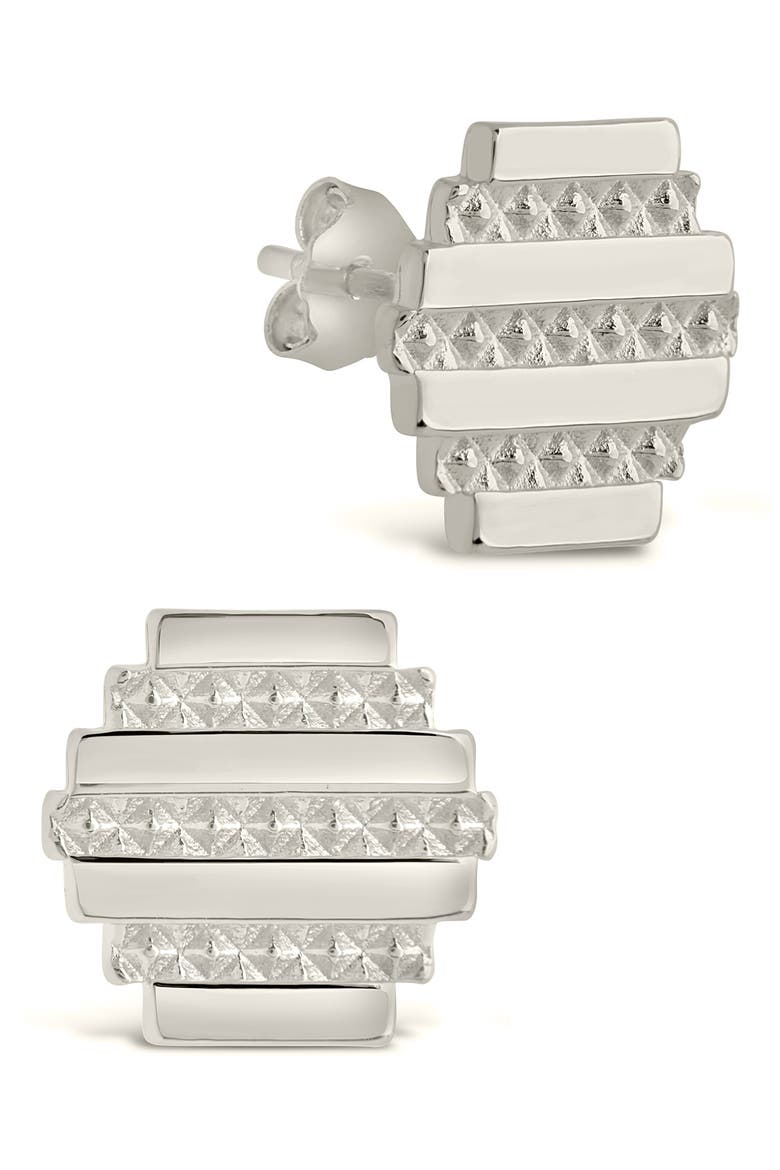 Sezia Stud Earrings, Alternate, color, SILVER