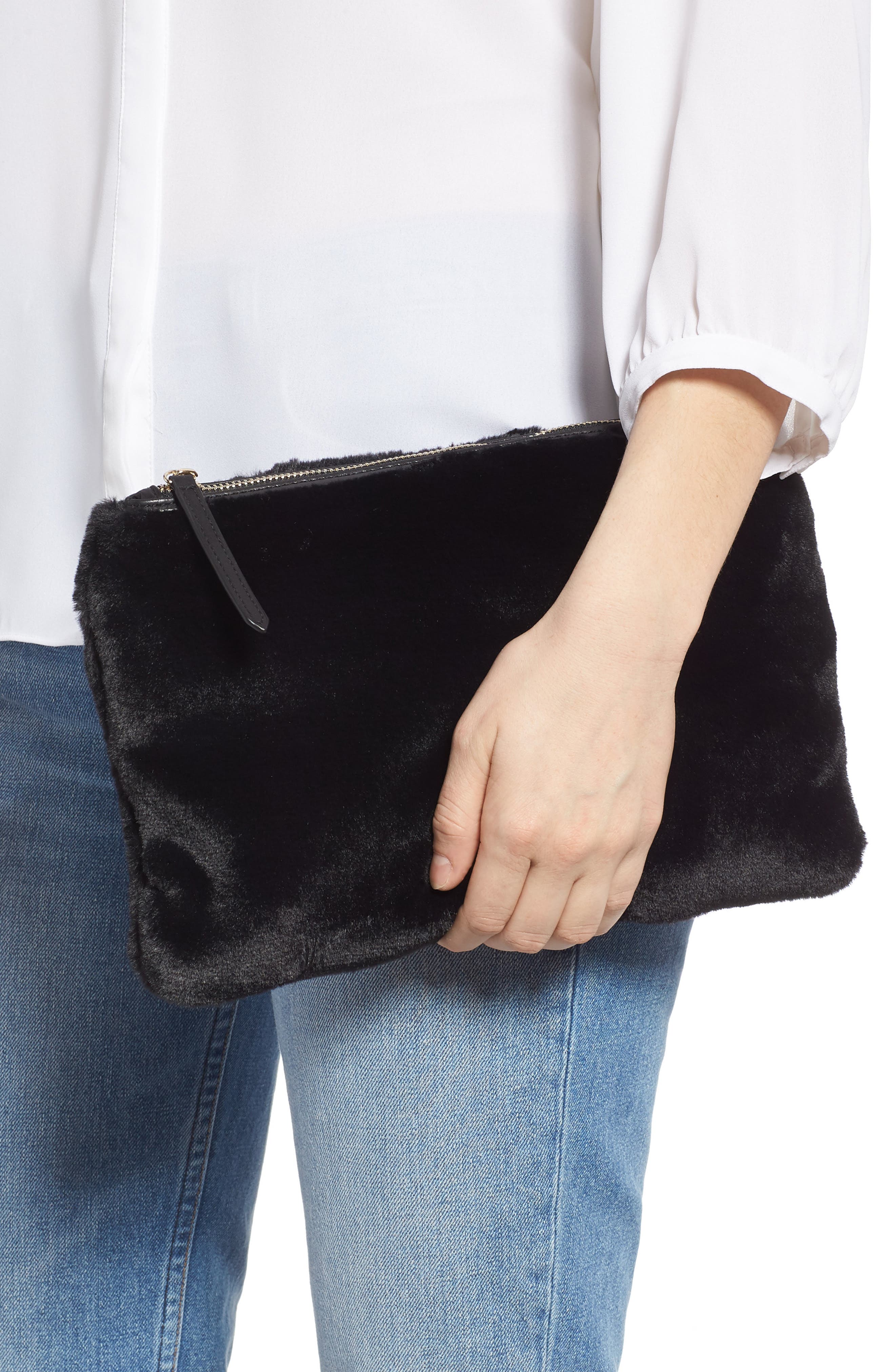 Jules Kae Jen Faux Fur Pouch, Alternate, color, 
