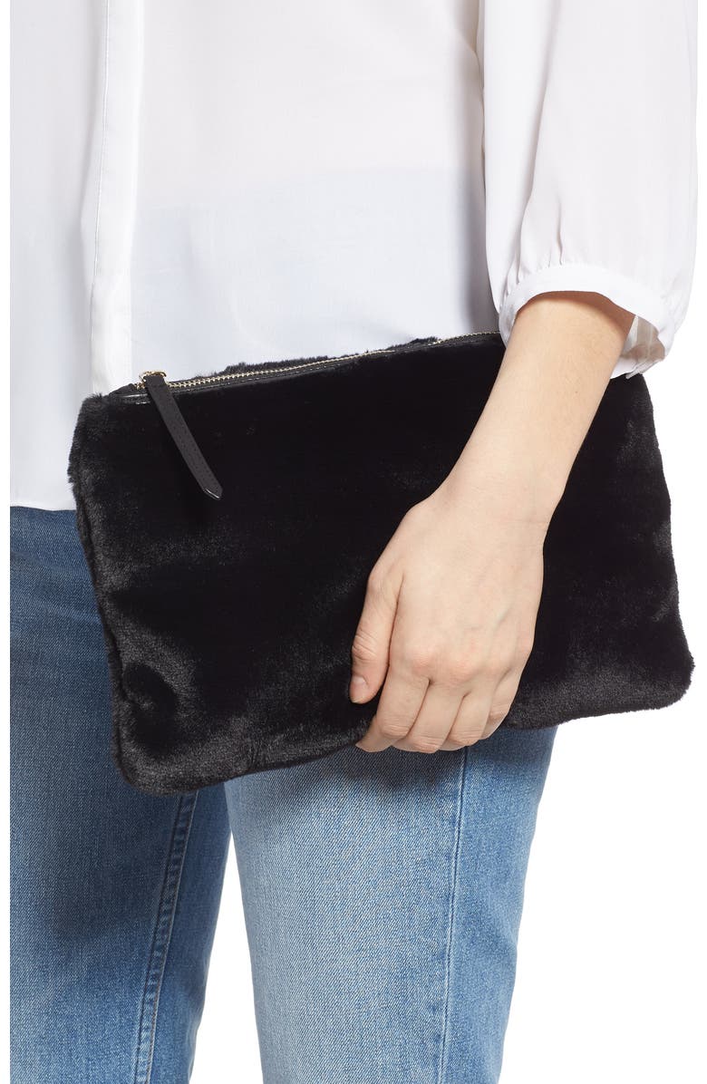 Jules Kae Jen Faux Fur Pouch, Alternate, color,