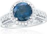 SOUZANA by Suzy Levian 14K White Gold 2.35ct Blue Diamond & 0.35cttw Diamond Ring