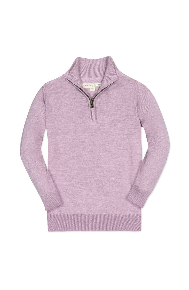 Hope & Henry Boys' Organic Fine Gauge Half Zip Sweater, Kids, Main, color, Lavender Marl