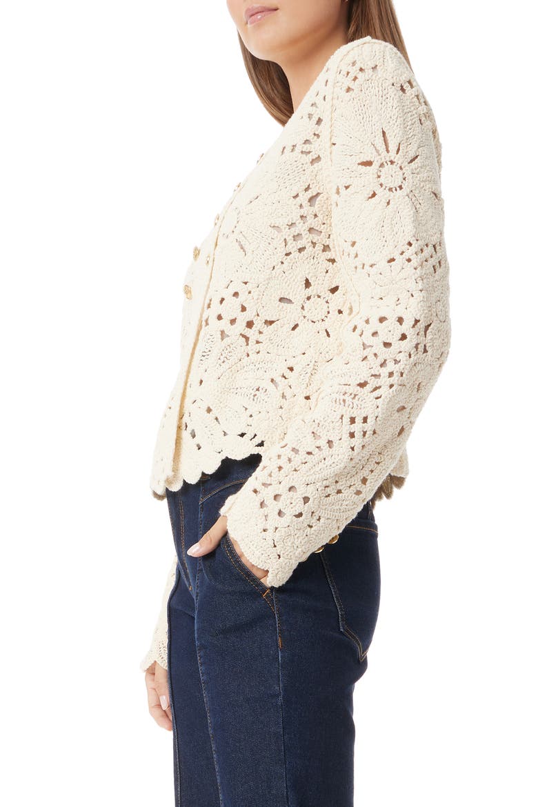 Fiona Double Breasted Open Stitch Cardigan, Alternate, color, CREAM