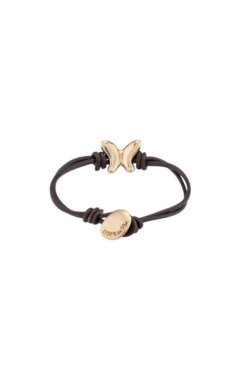 Unode50 18k Gold-plated Bracelet With Leather Straps In Brown