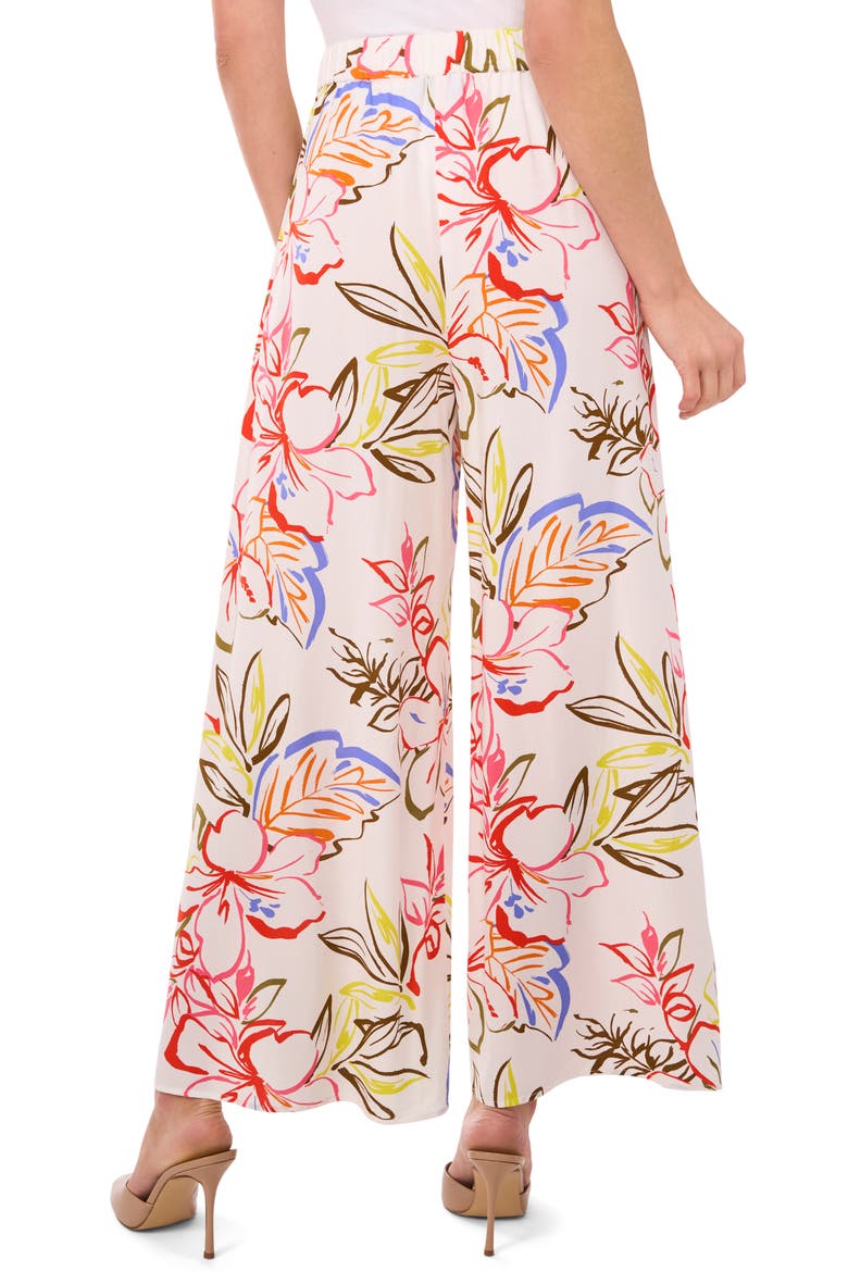 Floral Tie Front Overlay Wide Leg Pants, Alternate, color, NEW IVORY