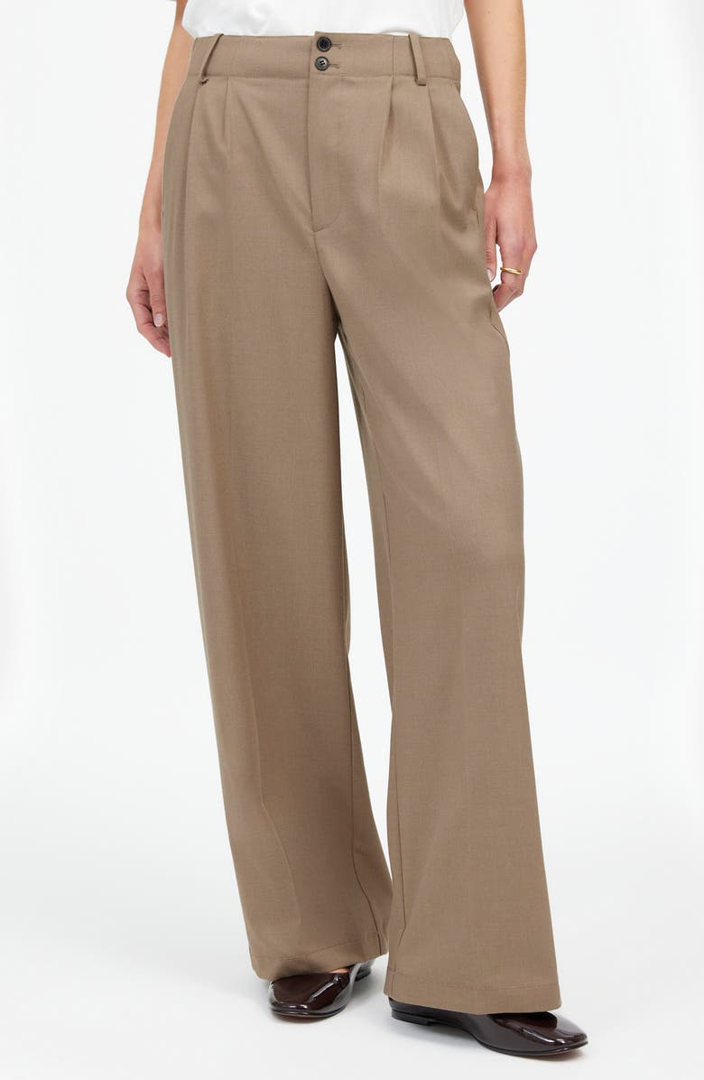 Madewell The Harlow Wide Leg Twill Pants, Main, color, Dark Oat Melange