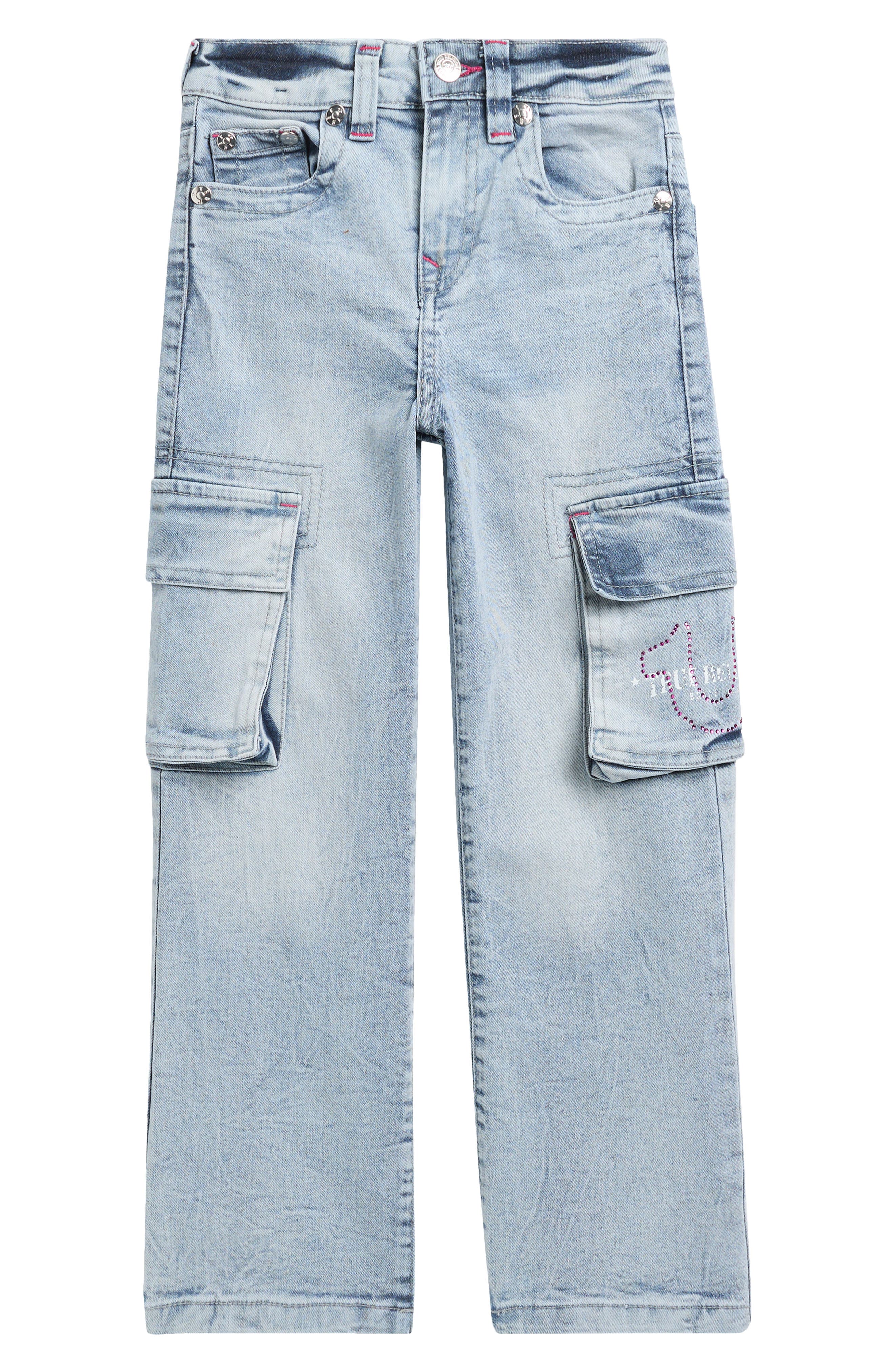 True Religion Kids' Leila Wide Leg Cargo Jeans