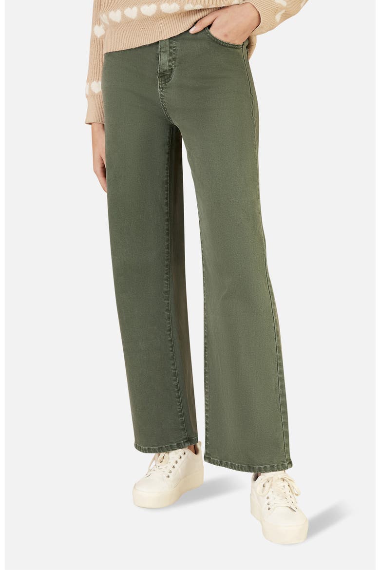 Stretch Canvas Wide Leg Jeans, Main, color, Green