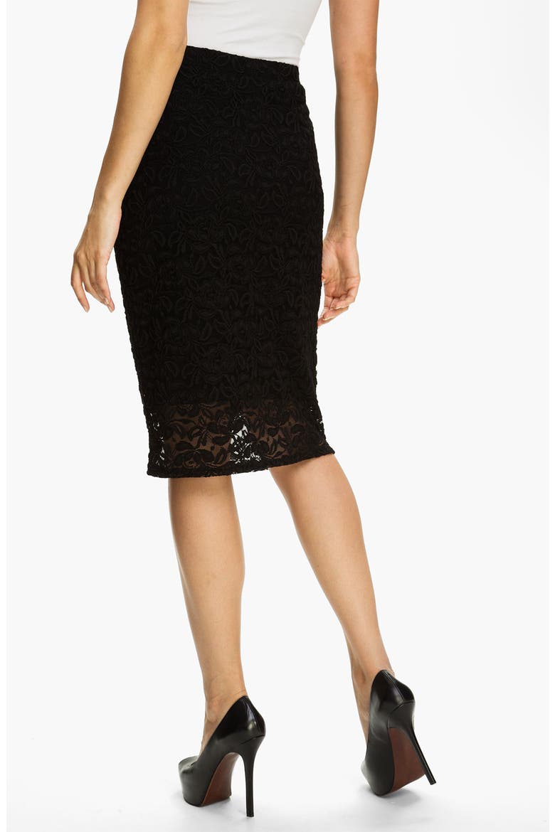 Lace Midi Skirt, Alternate, color, BLACK