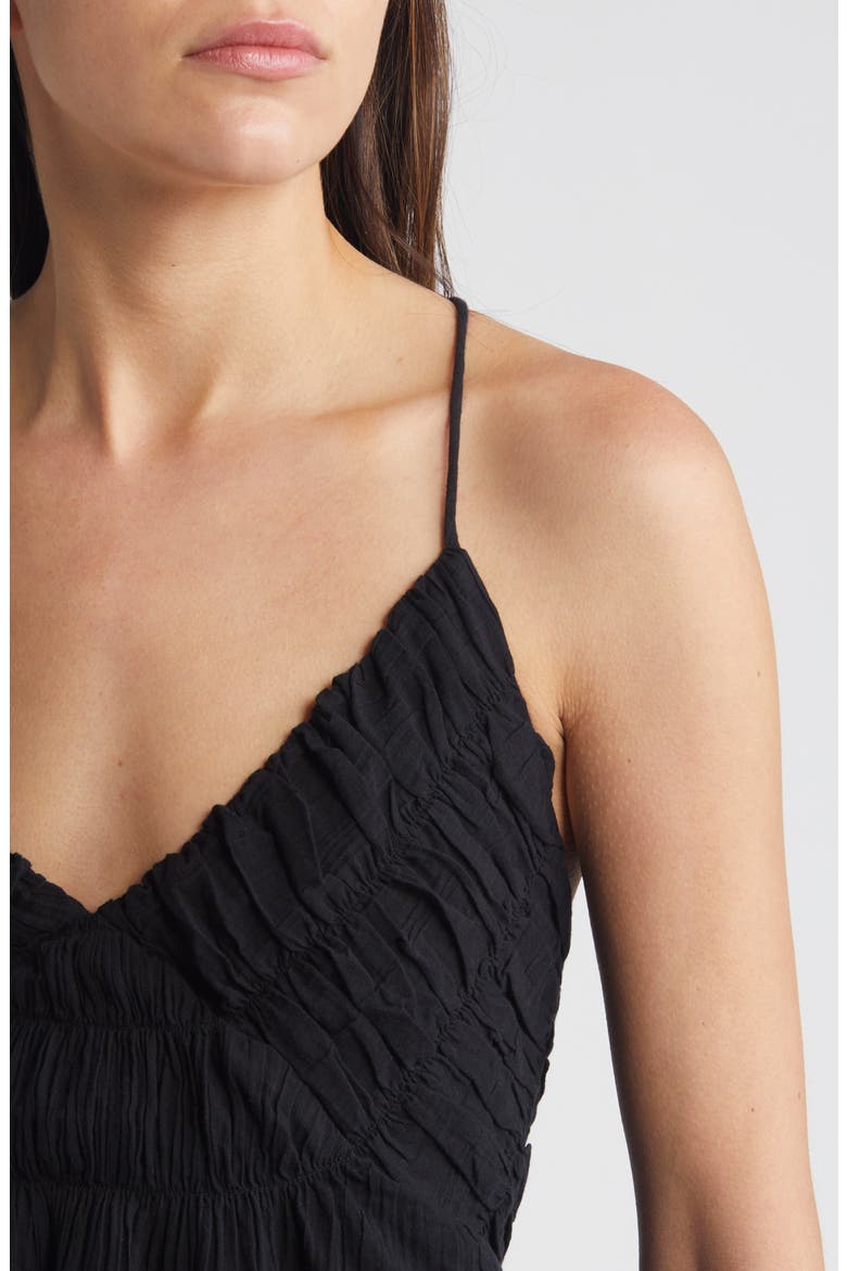 Shirred Cotton Gauze Peplum Top, Alternate, color, BLACK