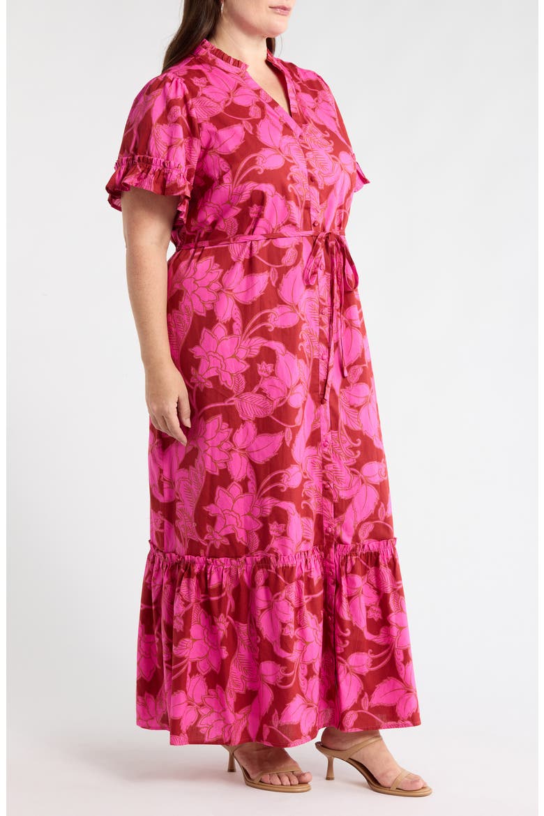 Craney Floral Alna Maxi Shirtdress, Alternate, color, BURG-PINK