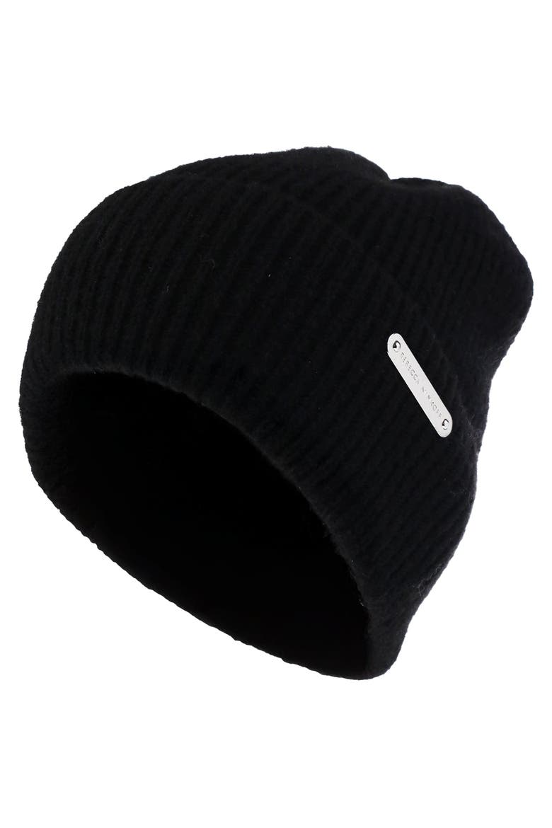 Rib Knit Cuff Beanie, Alternate, color, BLACK