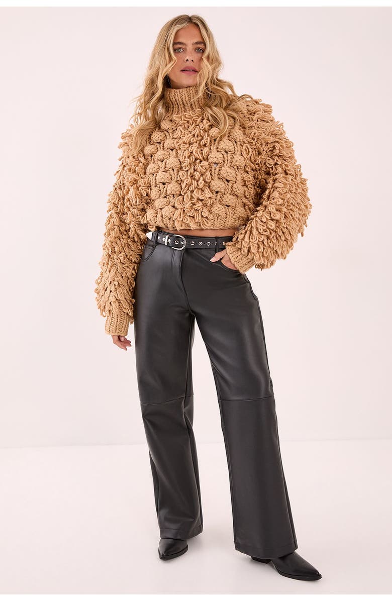 NASTY GAL High Neck Cropped Sweater, Alternate, color, Tan