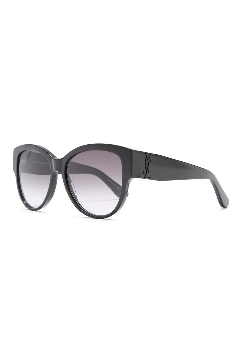 55mm Round Sunglasses, Alternate, color, BLACK BLACK GREY