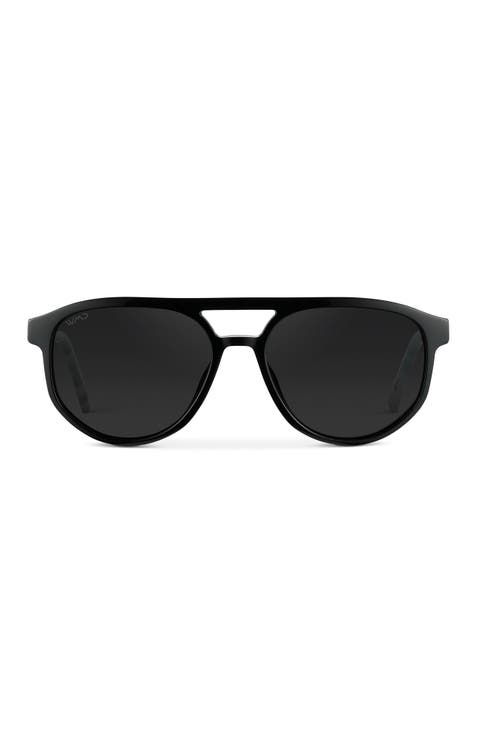 Hudson - 55mm Geometric Aviator Polarized Sunglasses