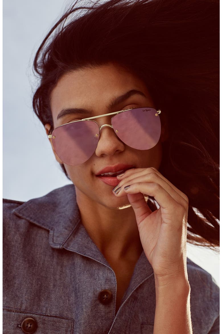The Prince 57mm Aviator Sunglasses, Alternate, color, GOLD/ BLUSH
