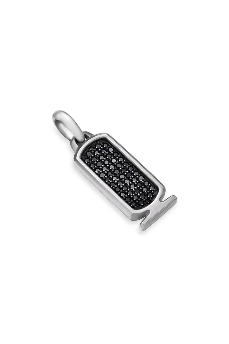 Men's Cairo Cartouche Amulet with Pavé Black Diamonds, Main, color, STERLING SILVER