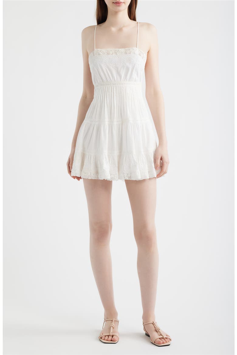 Zuri Lace Tiered Minidress, Main, color, WHITE