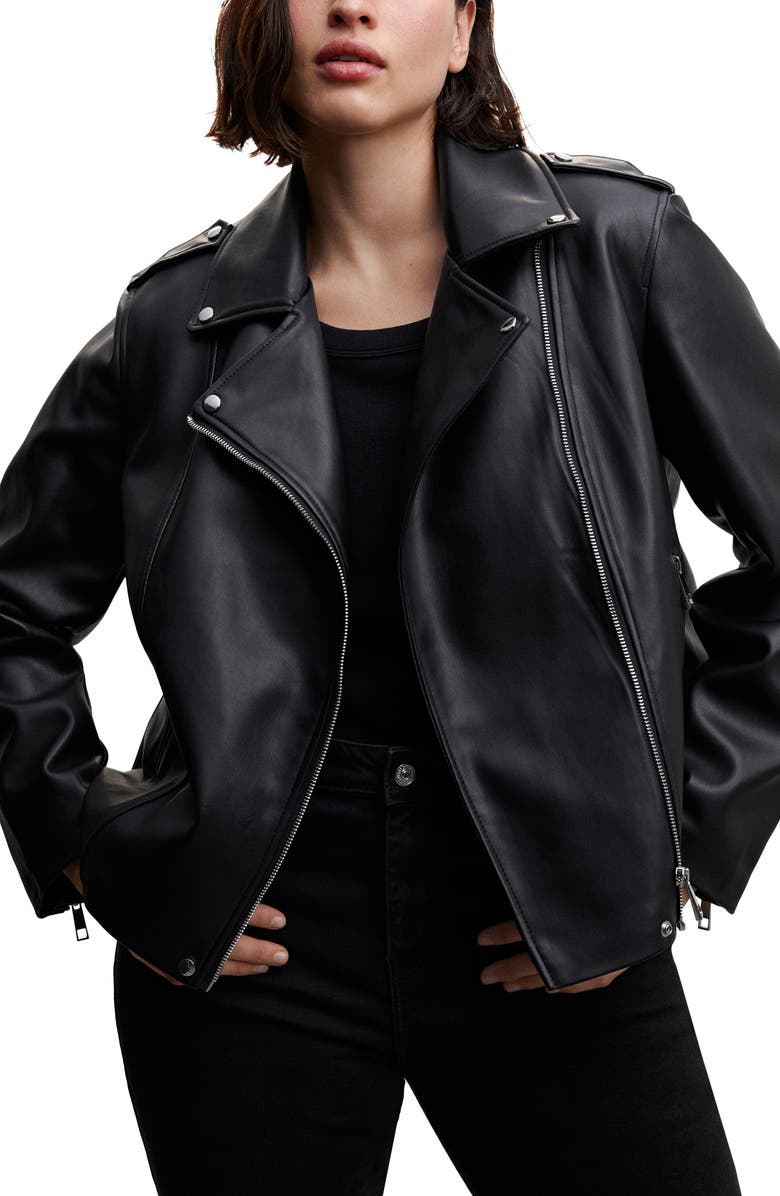 MANGO FAUX-LEATHER BIKER JACKET, Main, color, 
