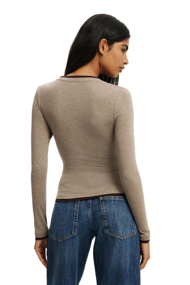 Women's Double Layer Long Sleeve, Alternate, color, Acorn Marle Dark Oak