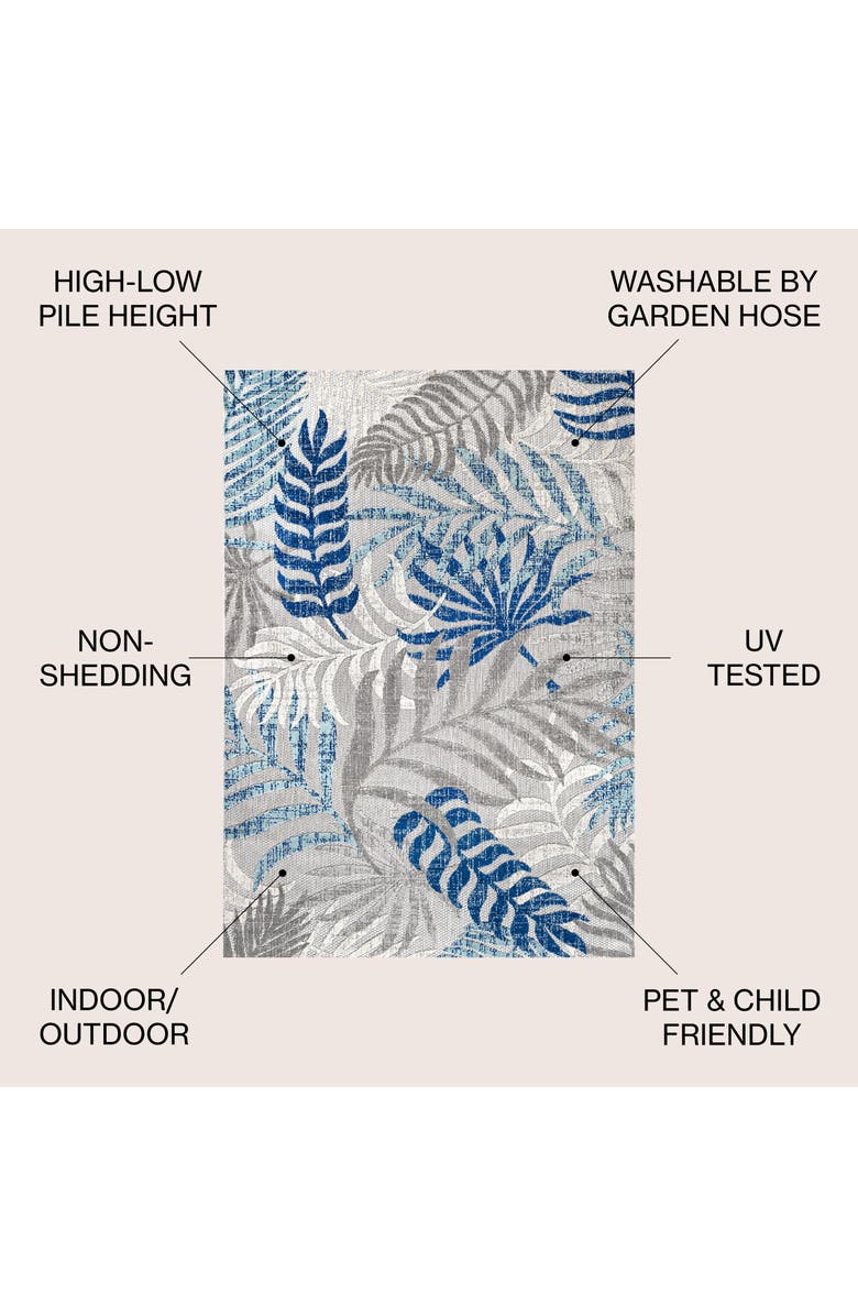 JONATHAN Y Tropics Palm Leaves Indoor/Outdoor Area Rug, Alternate, color, Gray/Blue