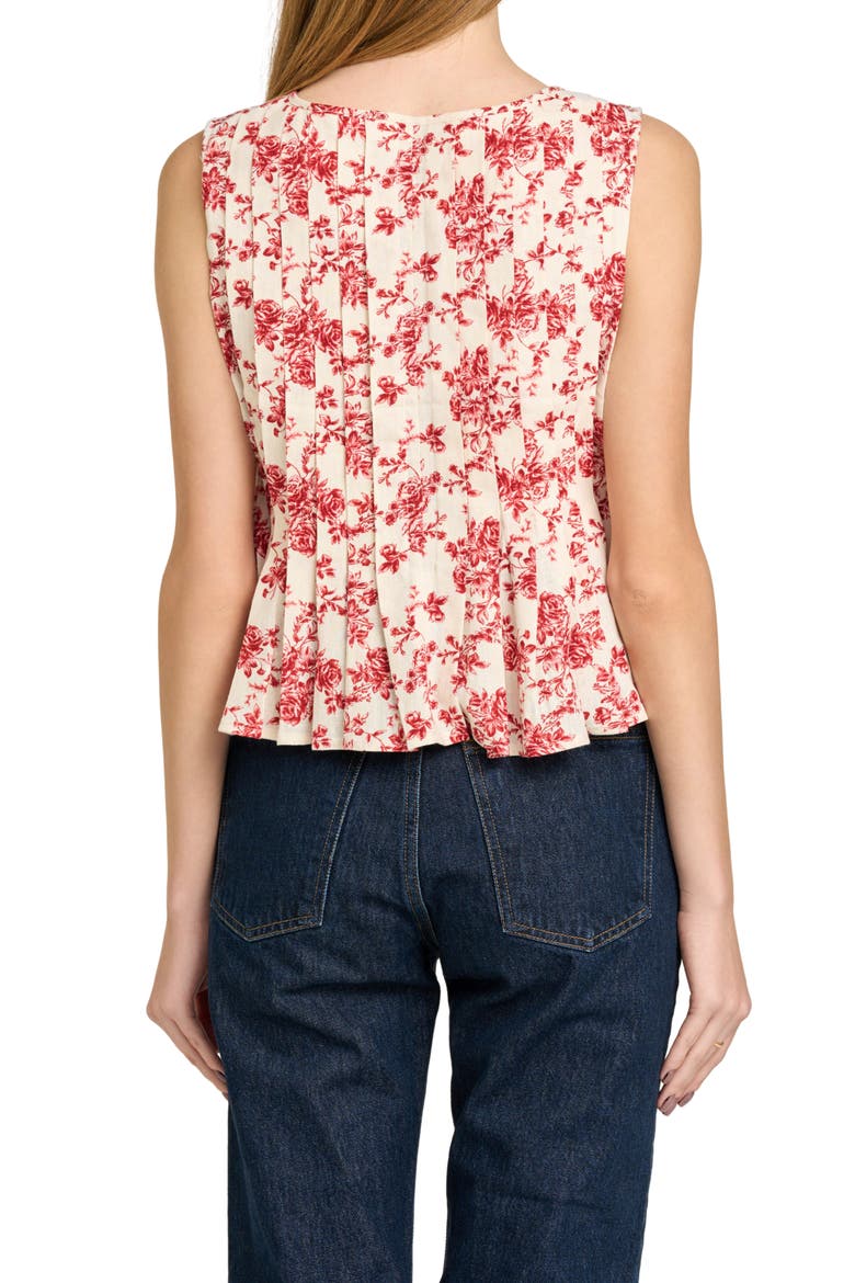 Romy Floral Pleated Top, Alternate, color, RED TOILE