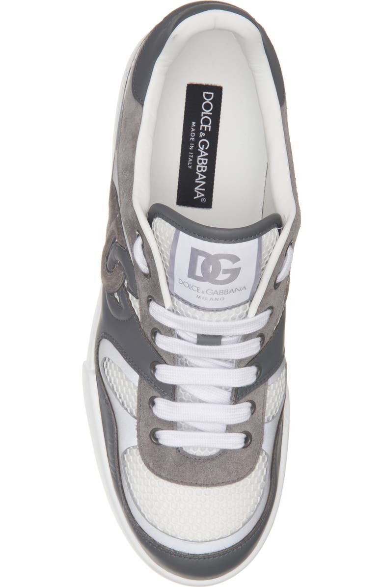 Dolce&Gabbana Mesh & Leather Sneaker, Alternate, color, Bianco/ Grigio Scuro