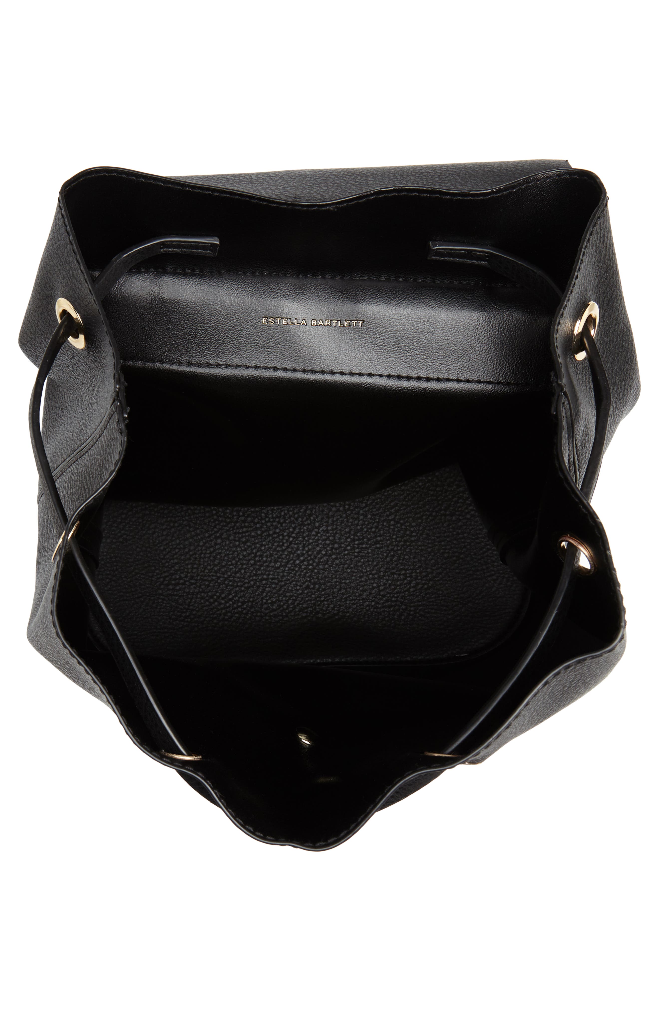 Faux Leather Backpack, Alternate, color, BLACK