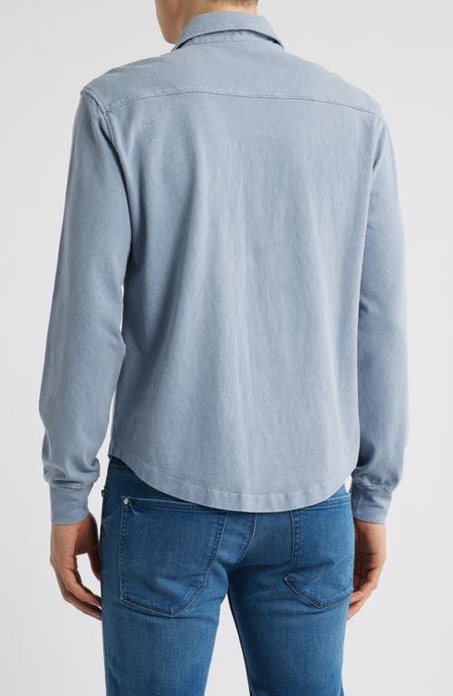 Alex Crane  Caza Rib Organic Cotton Knit Button-up Shirt In Wave