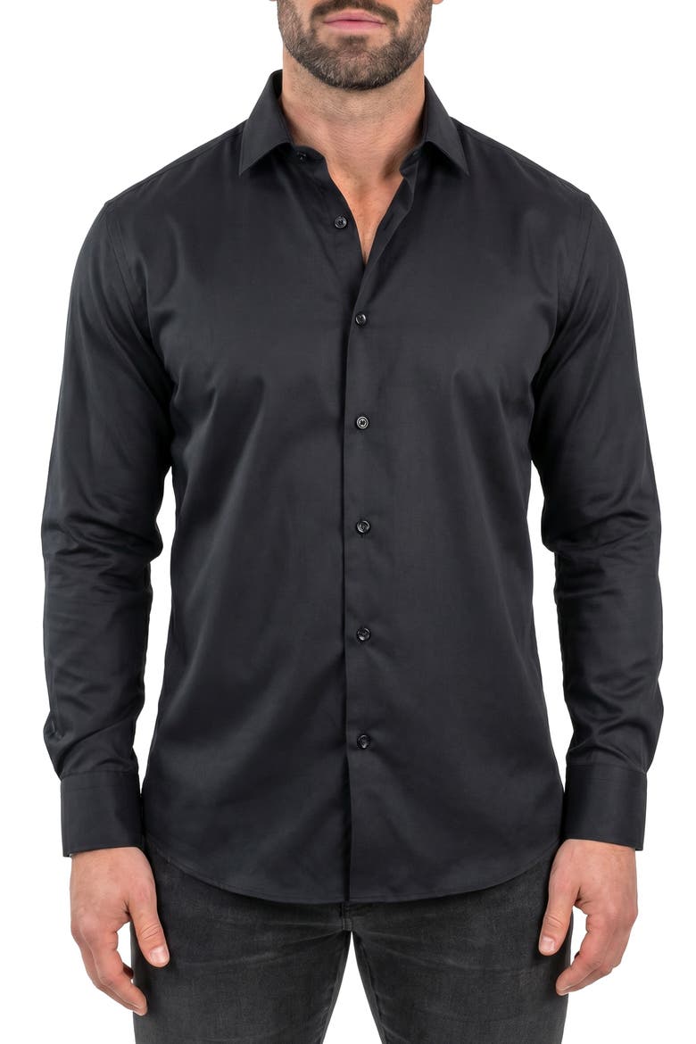 Fibonacci Contemporary Fit Button-Up Shirt, Main, color, BLACK