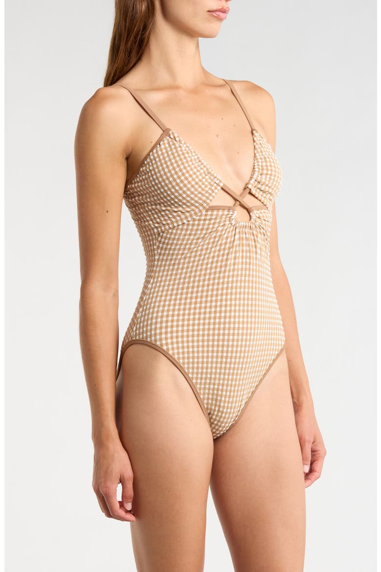 Keyhole One-Piece Swimsuit, Alternate, color, TOASTED COCONUT